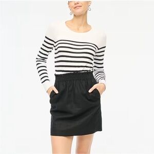 J. CREW FACTORY Black Linen/Cotton Blend Mini City Skirt